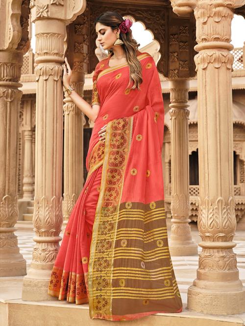 women self design bordered saree with blouse - 18181523 - Very Small Image - 1