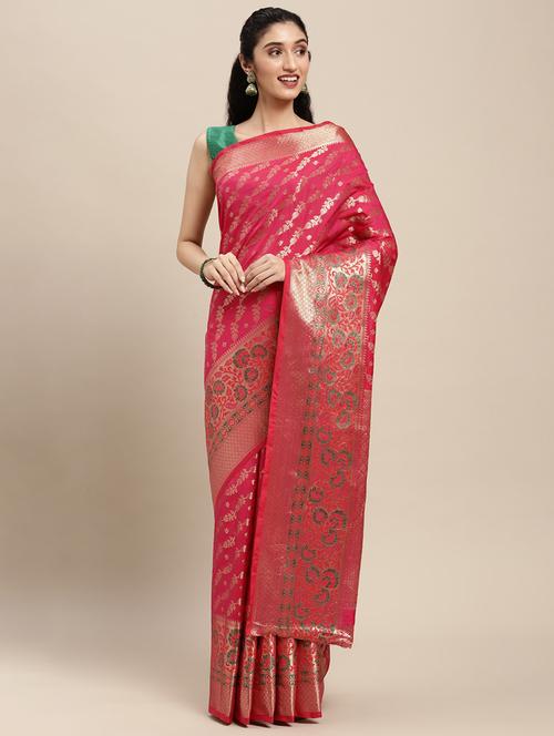 self design woven saree with blouse - 18181560 - Very Small Image - 1