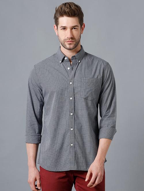 dark blue checkered casual shirt - 18181709 - Very Small Image - 1