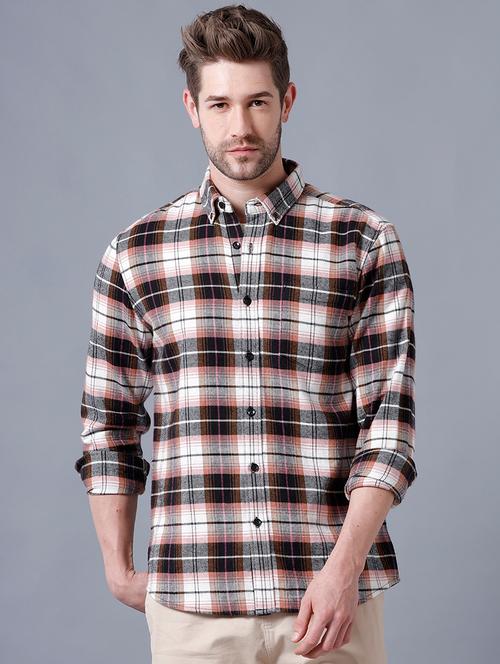 beige checkered casual shirt - 18181711 - Very Small Image - 1