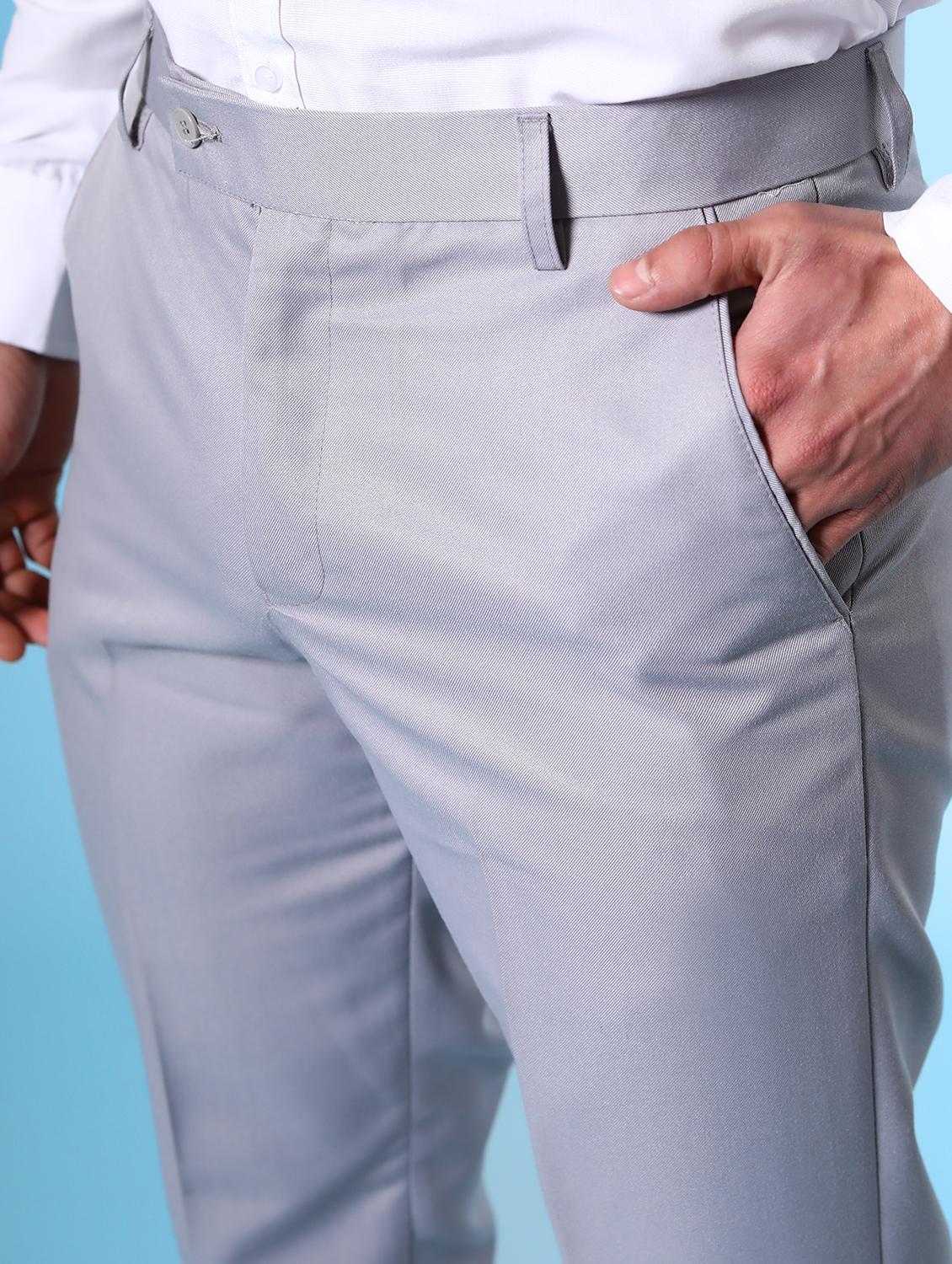 grey flat front solid formal trouser - 18182081 - Zoom Image - 5