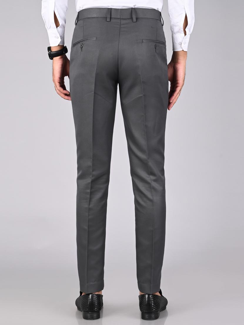 grey solid flat front trouser - 18182082 - Zoom Image - 2