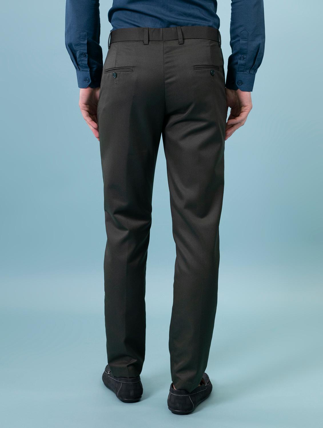 olive green solid formal trouser - 18182088 - Standard Image - 2