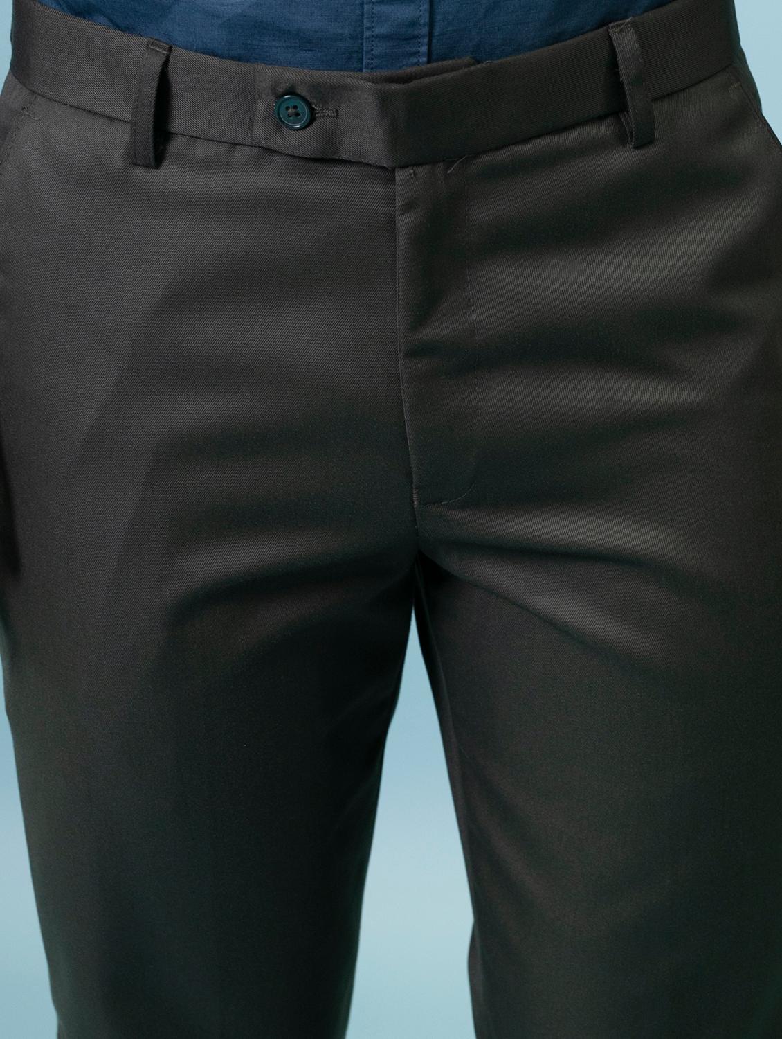 olive green solid formal trouser - 18182088 - Zoom Image - 4