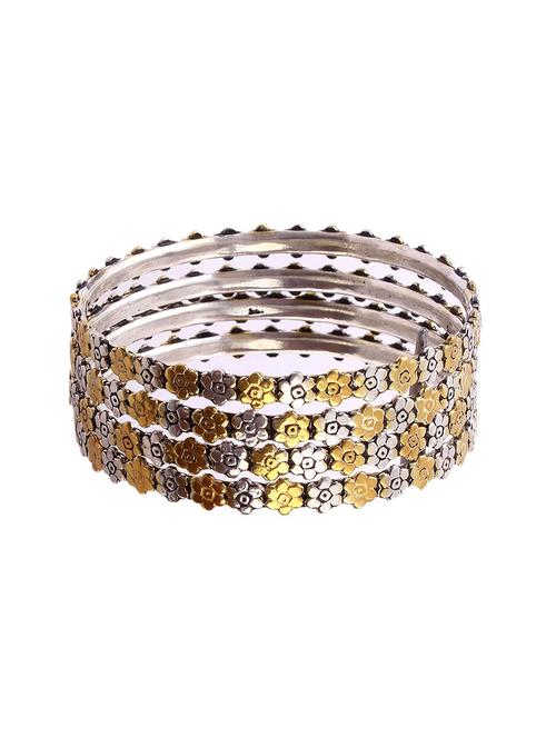 gold plated silver, adorable two tone floral bangles - 18182555 - Very Small Image - 1