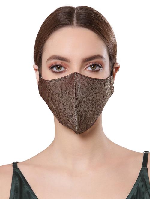 red silk printed women mask - 18184555 - Very Small Image - 1