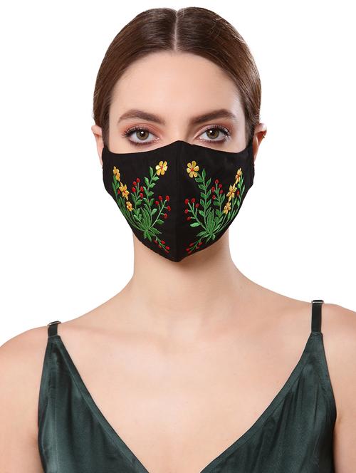 black cotton decorative women mask - 18184557 - Very Small Image - 1