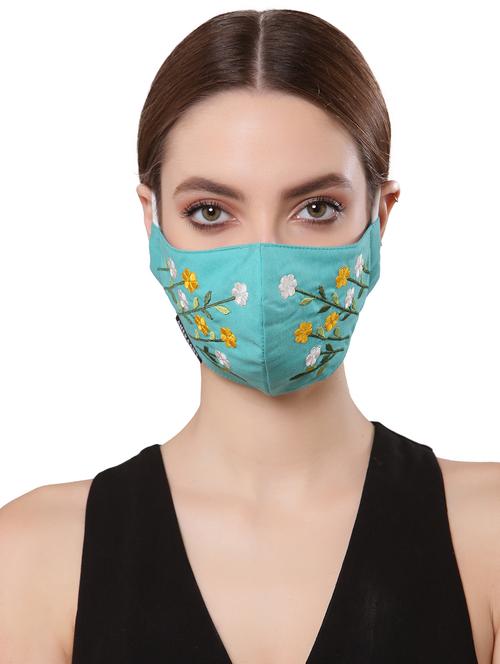 blue cotton decorative women mask - 18184558 - Very Small Image - 1