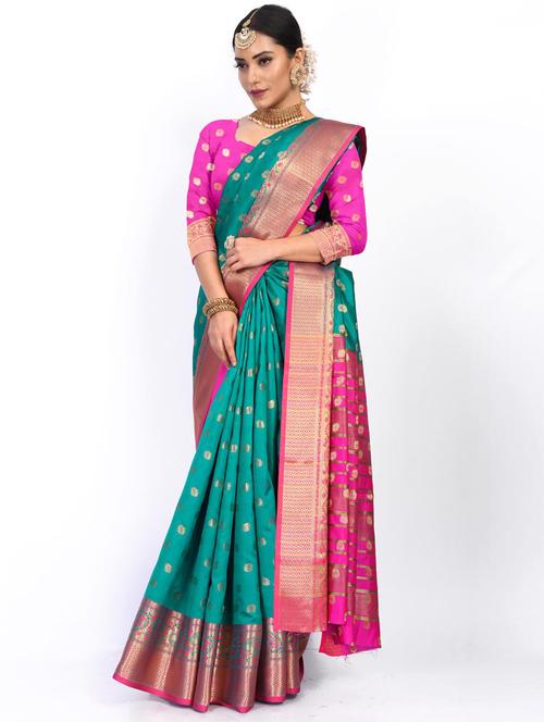 jacquard work woven saree with blouse - 18185078 - Very Small Image - 1