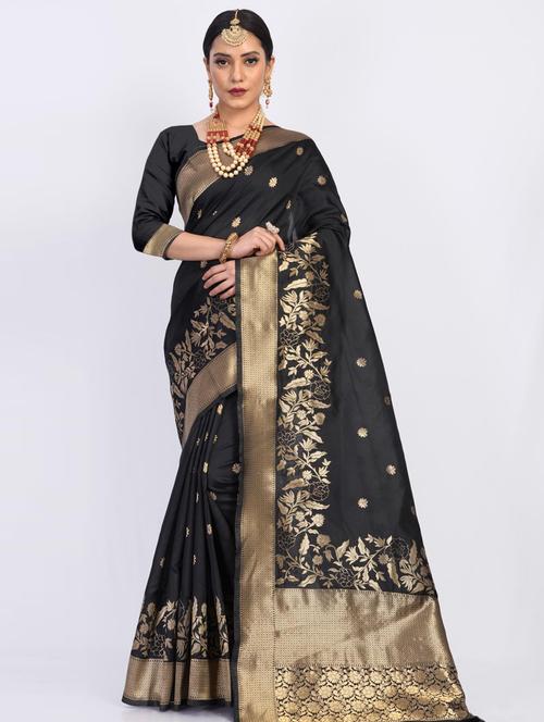 jacquard work woven saree with blouse - 18185093 - Very Small Image - 1