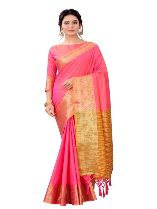 jacquard work woven saree with blouse - 18185167 - Very Small Image - 1
