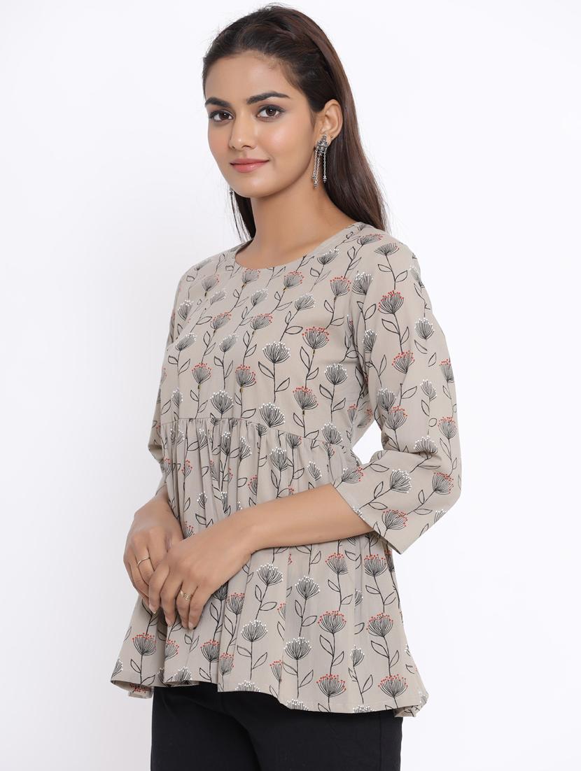 women's peplum round neck top - 18185656 - Standard Image - 2