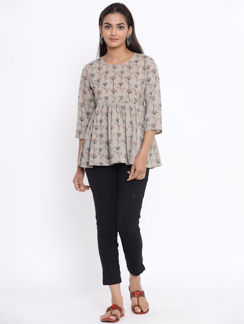women's peplum round neck top - 18185656 - Standard Image - 4