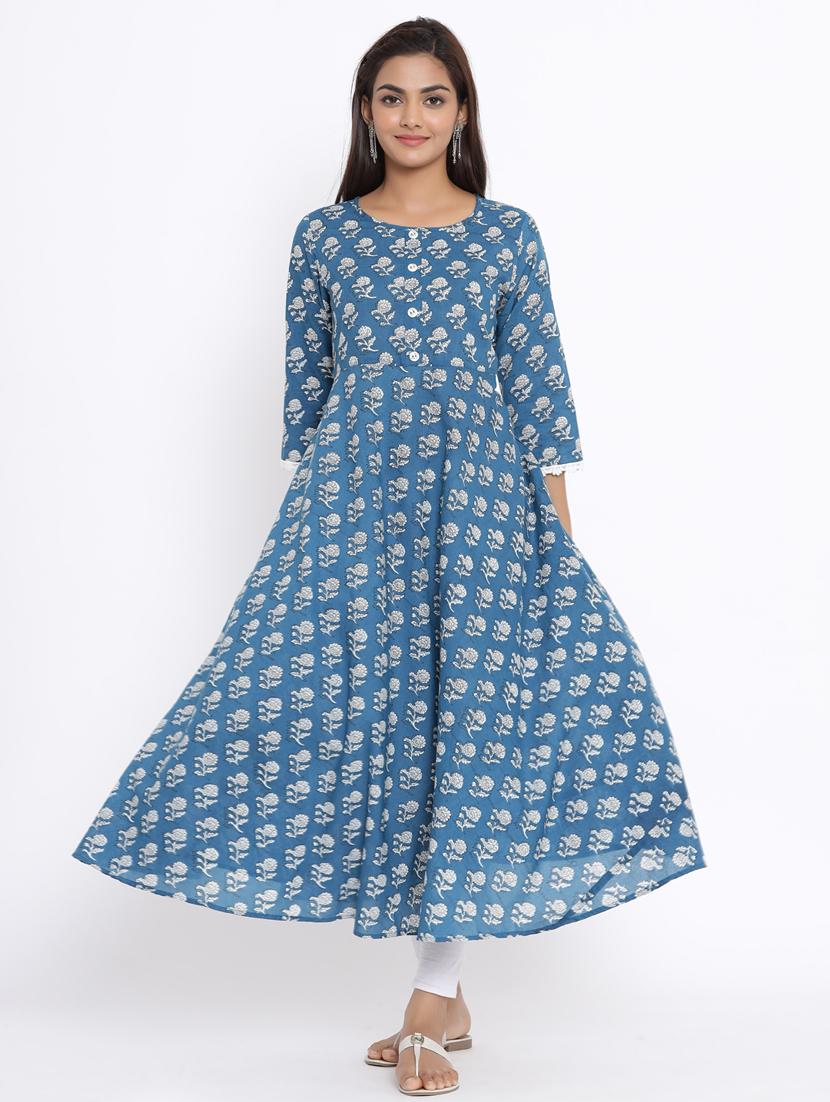 blue kurta pant dupatta set - 18185667 - Standard Image - 2