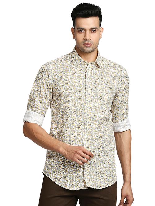 beige printed casual shirt - 18185751 - Very Small Image - 1