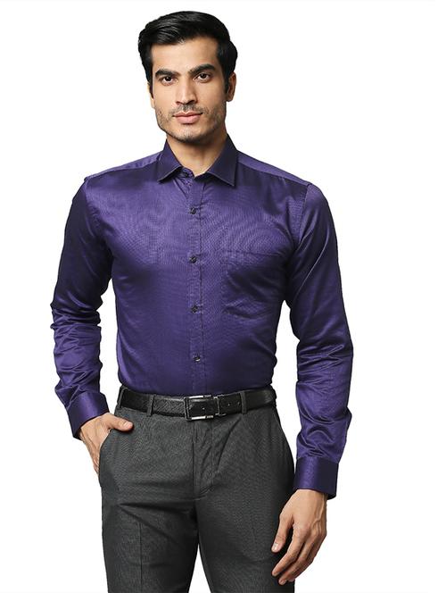 purple solid formal shirt - 18185878 - Very Small Image - 1