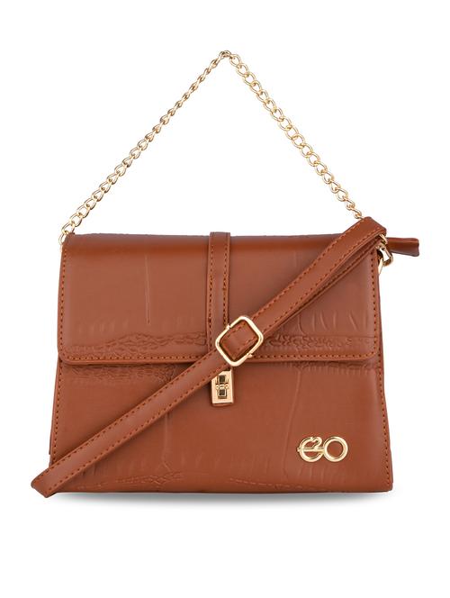 brown leatherette (pu) regular satchel - 18186525 - Very Small Image - 1