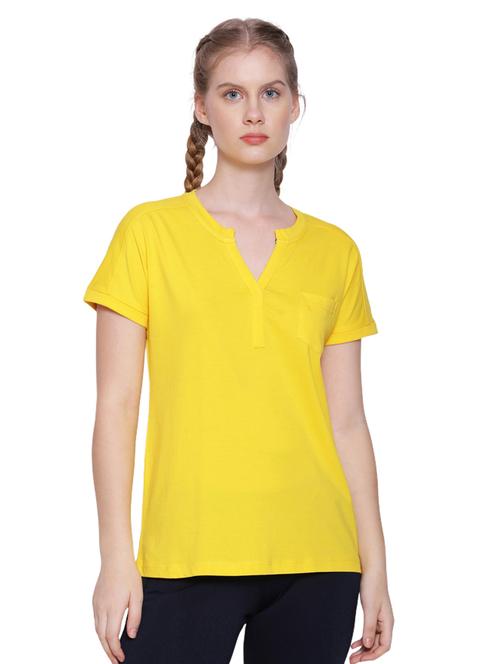 yellow cotton lycra regular top - 18186945 - Very Small Image - 1