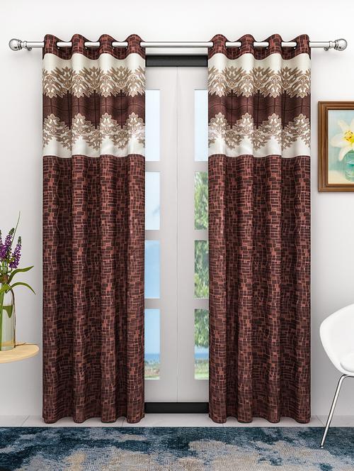 athom living eazy home premium polyester designer floral  door curtain 7ft pack of 2 - 18187498 - Very Small Image - 1