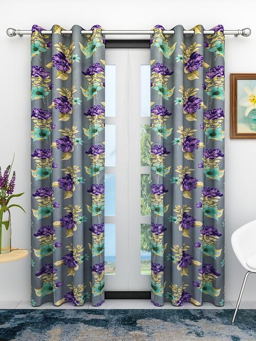 athom living eazy home premium polyester designer floral  door curtain 7ft pack of 2 - 18187503 - Very Small Image - 1
