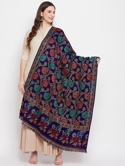 navy blue acro wool shawl - 18188144 - Very Small Image - 1