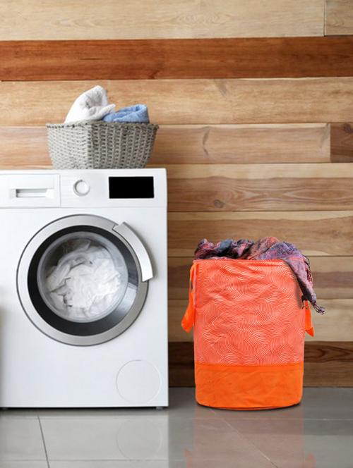 Kuber Industries Laheriya Printed Waterproof Cotton Laundry Bag,laundry Basket Organizer45 L(orange) - 18188458 - Very Small Image - 1