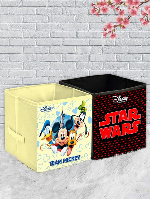 kuber industries disney print  2 pcs foldable storage cube with handle,extra large (black & cream) - 18188891 - Very Small Image - 1