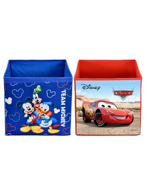 kuber industries disney print 2pcs foldable large size cloth,toy,books,shoe storage cube with handle - 18188941 - Very Small Image - 1