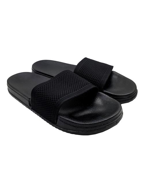 black synthetic & mesh slip on flip flops - 18190138 - Very Small Image - 1