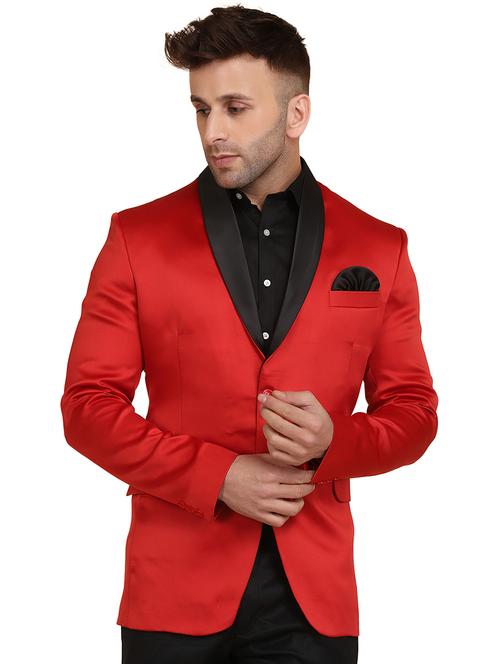 red solid single breasted casual blazer - 18192051 - Very Small Image - 1