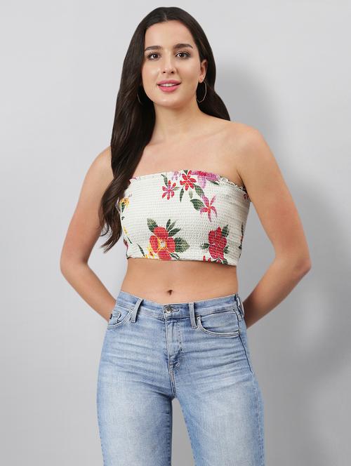 white printed tube top - 18192379 - Very Small Image - 1
