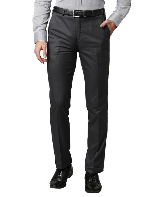 charcoal grey solid formal trouser - 18192920 - Very Small Image - 1