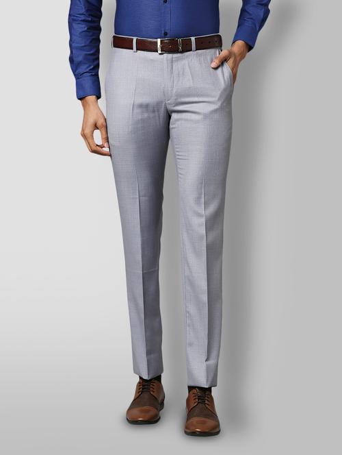 grey solid formal trouser - 18193050 - Very Small Image - 1