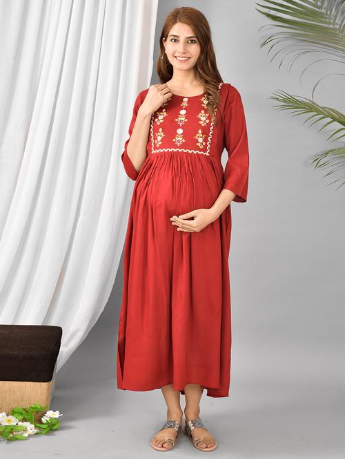 red solid maternity wear - 18193178 - Very Small Image - 1