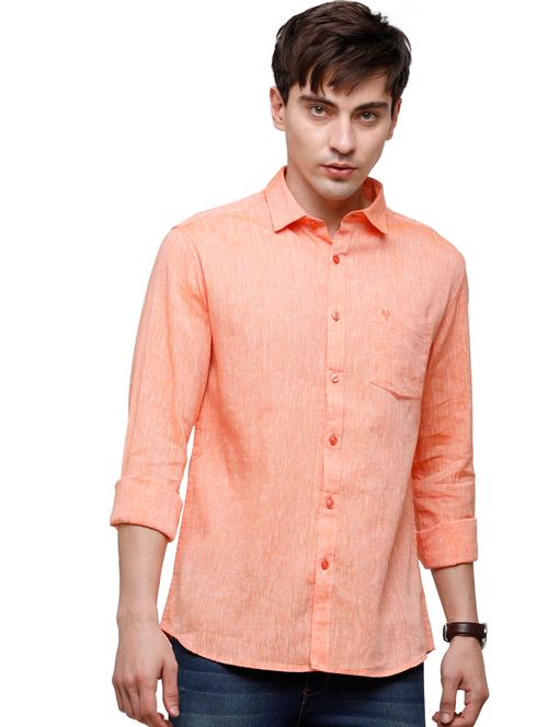 orange solid casual shirt - 18193392 - Very Small Image - 1
