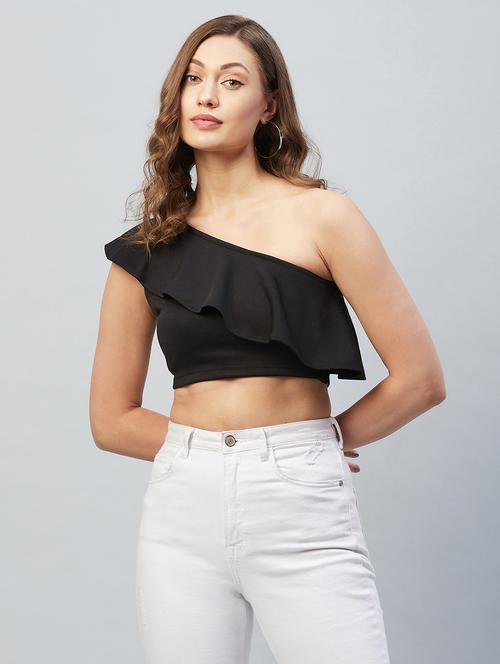women's crop single shoulder top - 18193818 - Very Small Image - 1