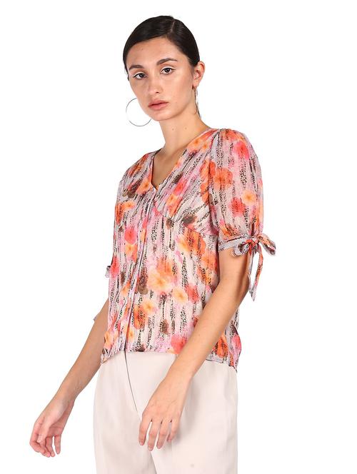 v-neck printed  top - 18195334 - Very Small Image - 1