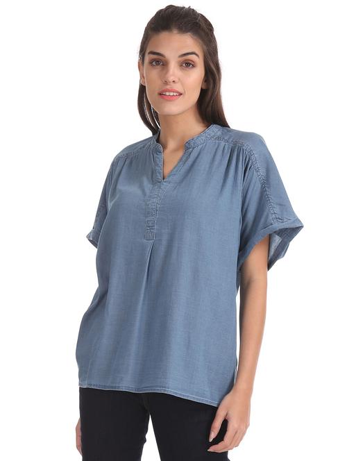 blue solid regular top - 18195528 - Very Small Image - 1