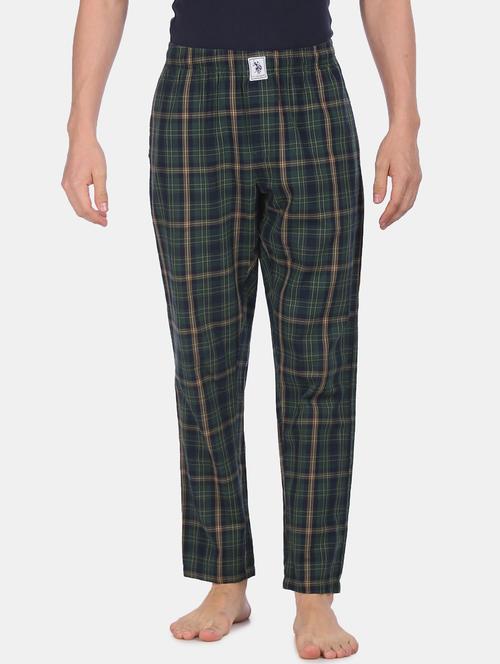 bottle-green checkered track pant - 18198351 - Very Small Image - 1