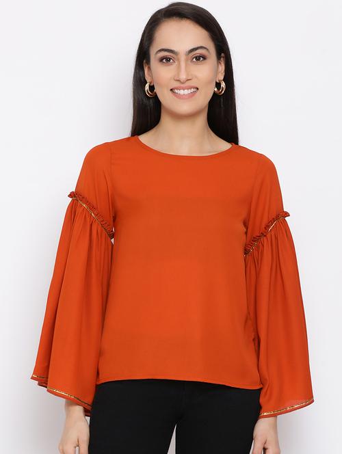 brown solid a-line top - 18198789 - Very Small Image - 1