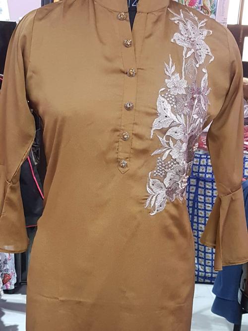 two tone georgette kurti with patch kurta - 18199509 - Very Small Image - 1