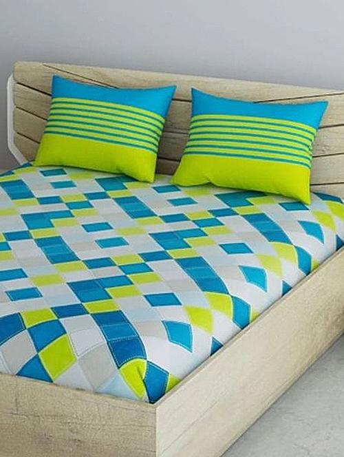 divamee jaipuri print cotton double bedsheet with 2 pillow covers -color resistance-size 85x90 inchs - 18199806 - Very Small Image - 1