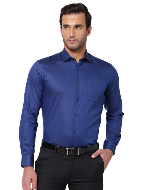 navy blue solid casual shirt - 18200076 - Very Small Image - 1