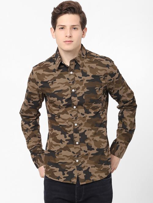 beige camouflage casual shirt - 18202054 - Very Small Image - 1