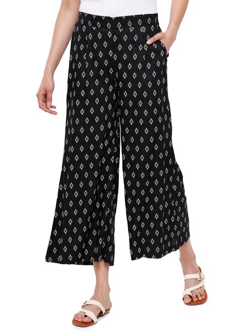 Black Printed Straight Trouser - 18203027 - Very Small Image - 1