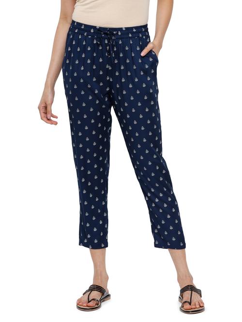 Blue Printed Straight Trouser - 18203028 - Very Small Image - 1