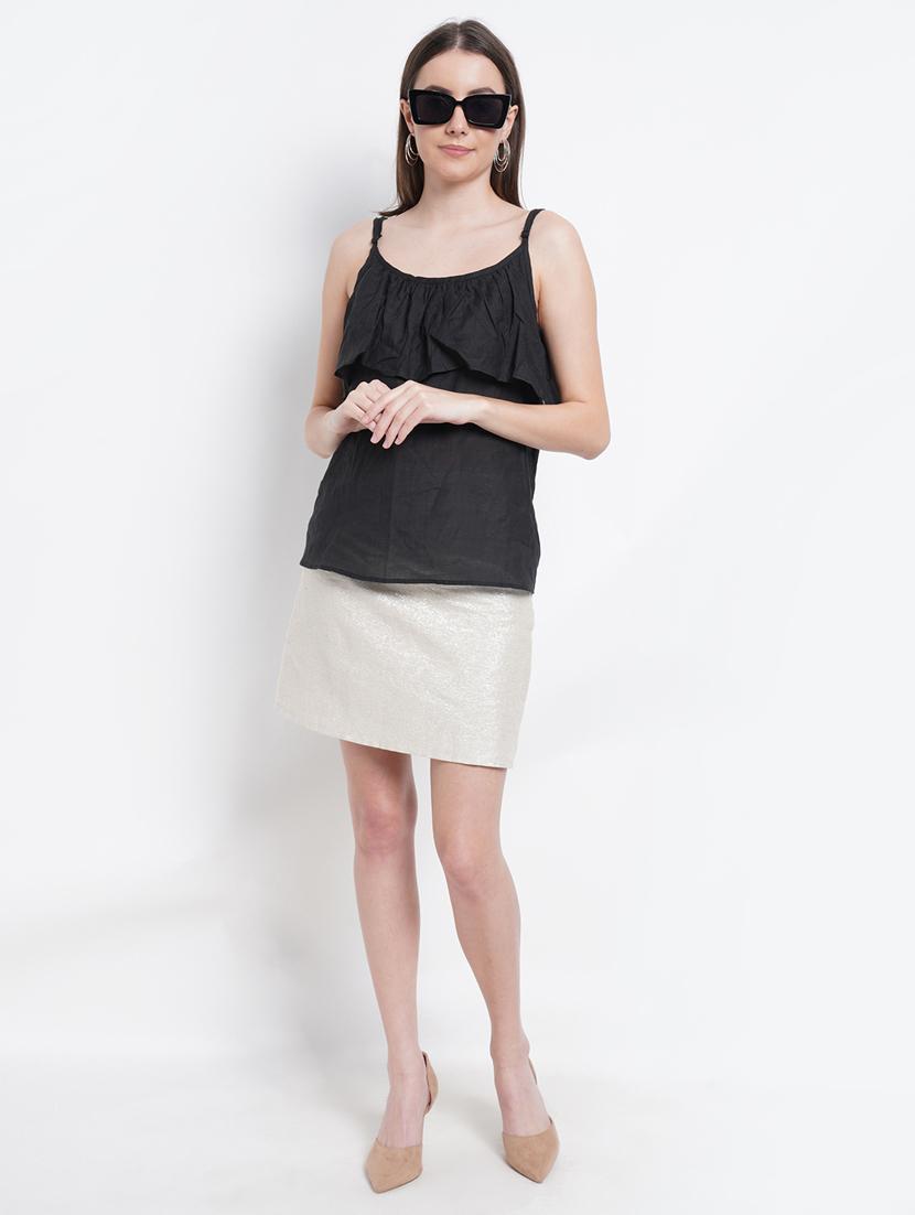 silver solid tiered skirt - 18203214 - Zoom Image - 3