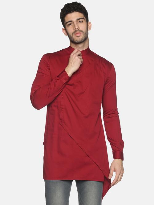 brown solid asymmetric kurta - 18203309 - Very Small Image - 1