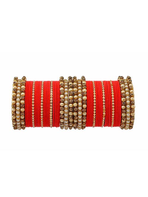 rijoli pearl and crystal stone metal bangle set (pack of 50 ) - 18204367 - Very Small Image - 1