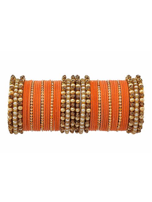 rijoli pearl and crystal stone metal bangle set (pack of 50 ) - 18204370 - Very Small Image - 1